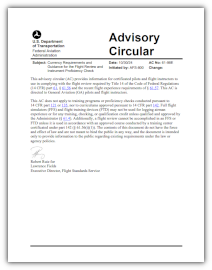 Currency Requirements and Guidance for the Flight Review and Instrument Proficiency Check<br />AC-61-98E